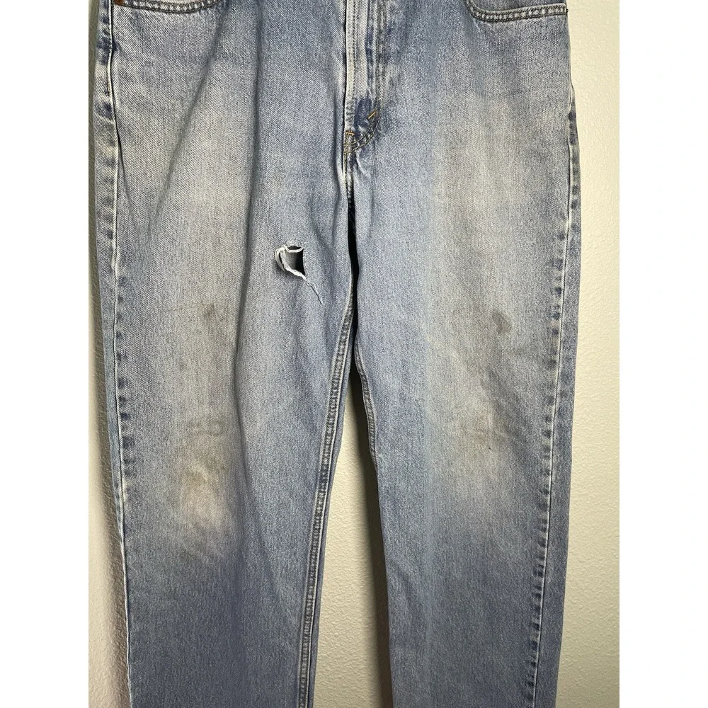 Levis Mens Relaxed Fit 550 Jeans Light Wash Size 36x34‎ Thrashed, Stains